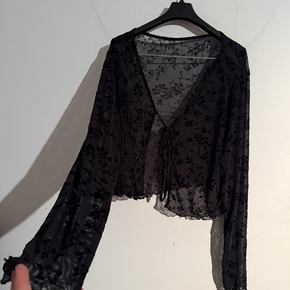 Y2K Top Sheer Floral Whimsygoth Fairy Coquette Witchy Festival 2X Runs Small